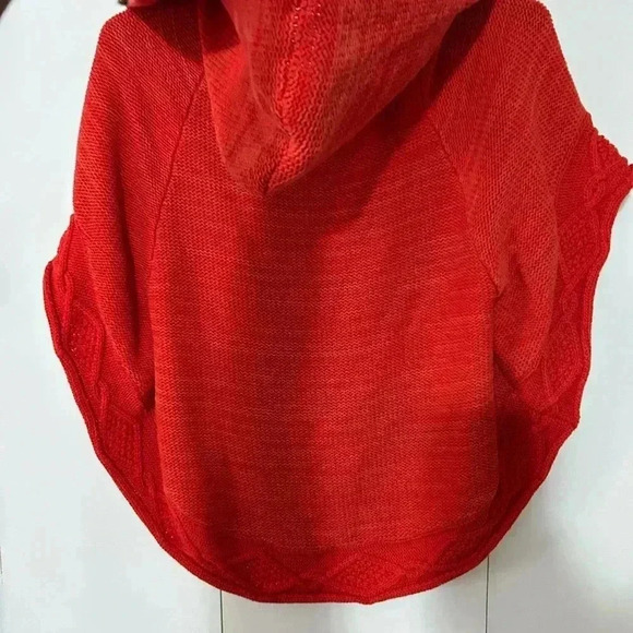 Free people poncho style sweater women’s short sleeve red - Picture 8 of 9
